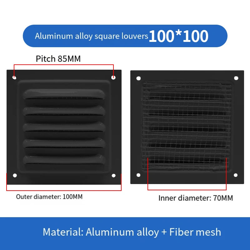 1Pcs Aluminum Alloy Rainproof Louver Vent Grille Cover for Wall Exhaust Outlet, Perforated Ventilation Heat Dissipation Dust