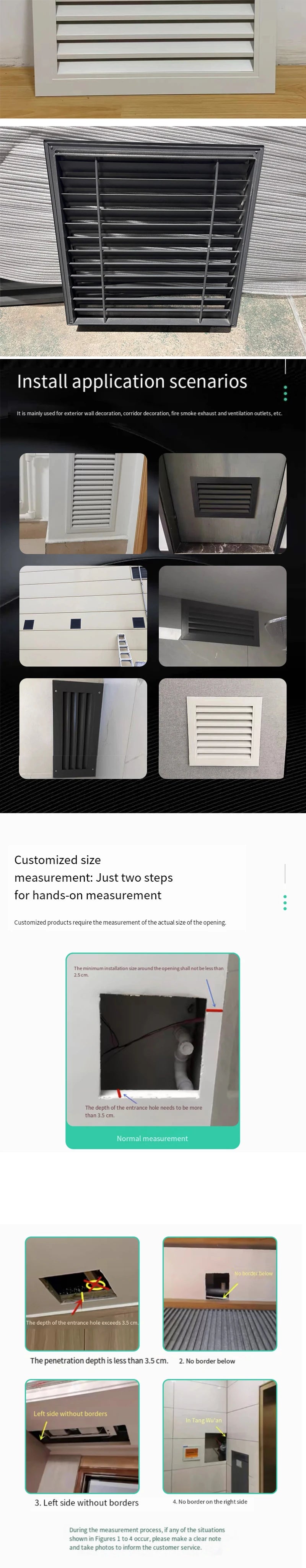 1Pcs Aluminum Alloy Rainproof Louver Vent Grille Cover for Wall Exhaust Outlet, Perforated Ventilation Heat Dissipation Dust